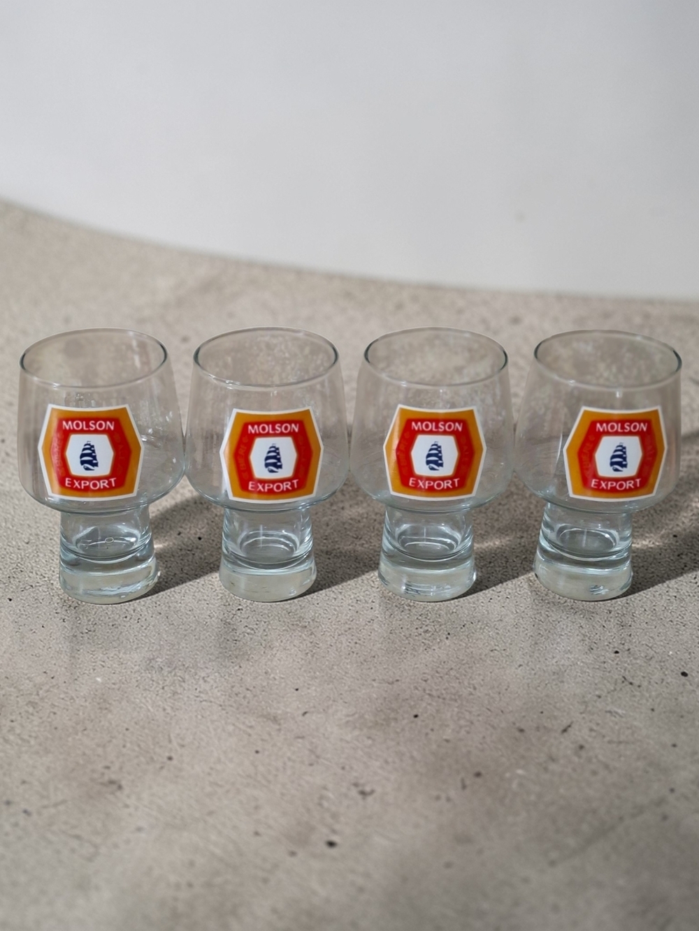 Set Of 4 Vintage Molson Export Glasses Retro Ale Beer Barware Collectible